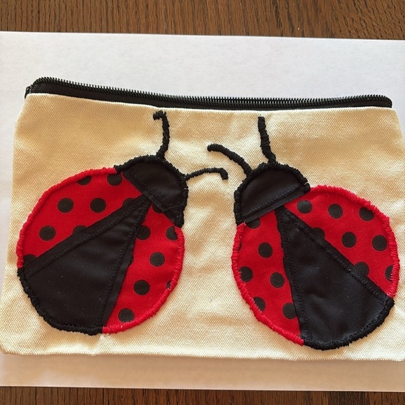 Hand crafter Lady Bug  Hand embroidered small bag - Picture 2 of 3